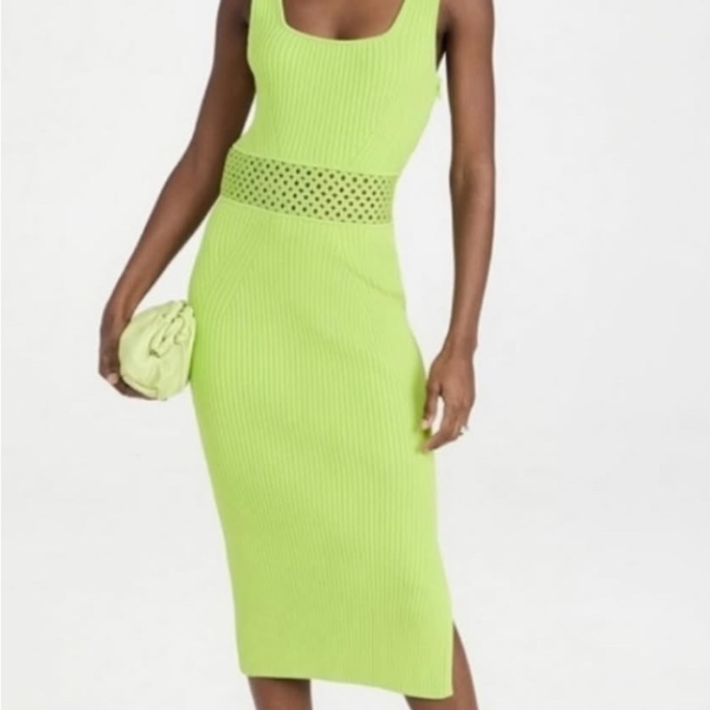 House of Harlow 1960 Yellow Sheath Midi Dress Scoop Neck Sleeveless